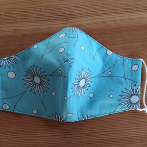 Akció! Textil szájmaszk - türkiz, absztrakt virágmintás, - női vagy tini méretben  - női - női - Meska.hu