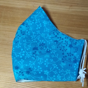 Akció! Textil szájmaszk - türkizkék kapros mintás, - női vagy tini méretben  - Meska.hu