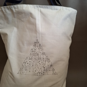 Kézzel rajzolt Fehér Cicás Szatyor - táska & tok - bevásárlás & shopper táska - shopper, textiltáska, szatyor - Meska.hu