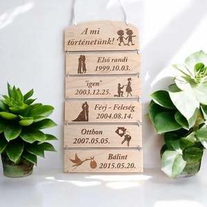 A mi történetünk gravírozott tábla - otthon & életmód - dekoráció - kép & falikép - táblakép - Meska.hu
