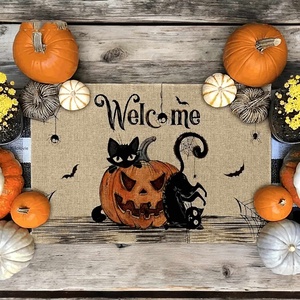 Halloween lábtörlő macskás mintával - otthon & életmód - lakástextil - lábtörlő - Meska.hu