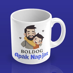 Apák napi bögre, apa és fia grafikával - otthon & életmód - konyhafelszerelés, tálalás - tálalás - bögre & csésze - Meska.hu