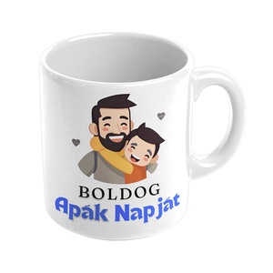 Apák napi bögre, apa és fia grafikával - otthon & életmód - konyhafelszerelés, tálalás - tálalás - bögre & csésze - Meska.hu