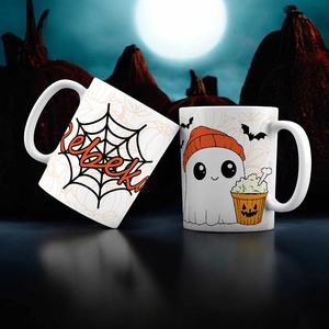 Halloween bögre - szellem és pókháló mintával - egyedi névvel, Otthon & Életmód, Konyhafelszerelés, tálalás, Tálalás, Bögre & Csésze, Mindenmás, MESKA