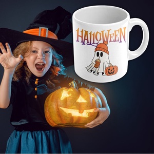 Halloween bögre - szellem mintával - otthon & életmód - konyhafelszerelés, tálalás - tálalás - bögre & csésze - Meska.hu