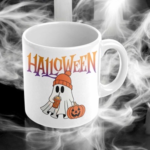 Halloween bögre - szellem mintával - otthon & életmód - konyhafelszerelés, tálalás - tálalás - bögre & csésze - Meska.hu