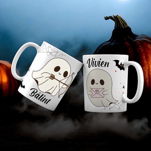 Halloween bögre - szerelmes szellemek mintával - egyedi nevekkel - otthon & életmód - konyhafelszerelés, tálalás - tálalás - bögre & csésze - Meska.hu