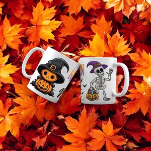 Halloween bögre - tök és csontváz mintával - egyedi névvel - otthon & életmód - konyhafelszerelés, tálalás - tálalás - bögre & csésze - Meska.hu