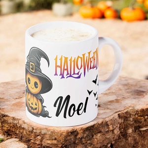 Halloween bögre - tök és csontváz mintával - egyedi névvel - otthon & életmód - konyhafelszerelés, tálalás - tálalás - bögre & csésze - Meska.hu