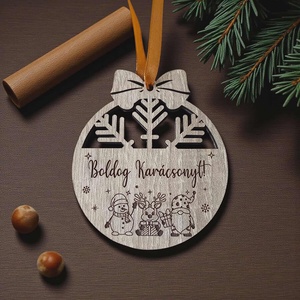 Gravírozott karácsonyfadísz - hóember, manó, szarvas - karácsony - karácsonyi lakásdekoráció - karácsonyfadíszek - Meska.hu