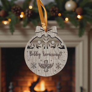 Gravírozott karácsonyfadísz - angyal - Meska.hu