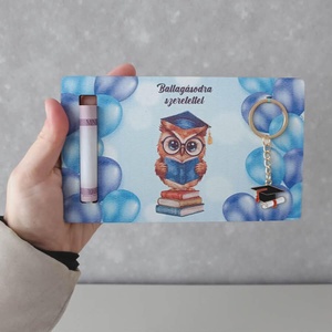 Ballagási pénzátadó kulcstartóval - bagoly - otthon & életmód - papír, írószer - ajándékozás kellékei - pénzátadó képkeret - Meska.hu