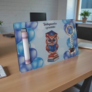 Ballagási pénzátadó kulcstartóval - bagoly - otthon & életmód - papír, írószer - ajándékozás kellékei - pénzátadó képkeret - Meska.hu