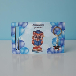 Ballagási pénzátadó kulcstartóval - bagoly - otthon & életmód - papír, írószer - ajándékozás kellékei - pénzátadó képkeret - Meska.hu