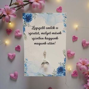 Szerencsehozó angyalka ajándékkártyával - ballagásra - kék virágos, Táska & Tok, Kulcstartó & Táskadísz, Kulcstartó, Fotó, grafika, rajz, illusztráció, MESKA