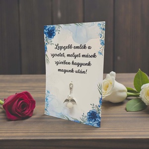 Szerencsehozó angyalka ajándékkártyával - ballagásra - kék virágos - táska & tok - kulcstartó & táskadísz - kulcstartó - Meska.hu