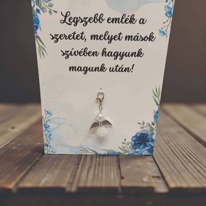 Szerencsehozó angyalka ajándékkártyával - ballagásra - kék virágos - táska & tok - kulcstartó & táskadísz - kulcstartó - Meska.hu