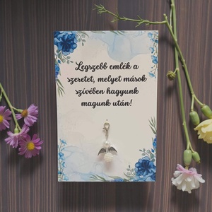 Szerencsehozó angyalka ajándékkártyával - ballagásra - kék virágos - táska & tok - kulcstartó & táskadísz - kulcstartó - Meska.hu