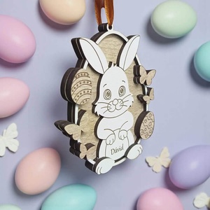 Egyedi húsvéti ajándék - nyuszi - ünnepi díszek, dekorációk - húsvéti díszek és dekorációk - húsvéti tojásfadíszek - Meska.hu