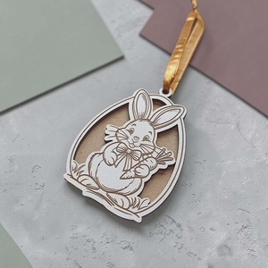 Gravírozott húsvéti nyuszi dekoráció - ünnepi díszek, dekorációk - húsvéti díszek és dekorációk - húsvéti tojásfadíszek - Meska.hu