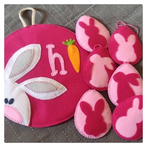 Húsvéti nyuszi ajtódísz - rózsaszín  - otthon & életmód - dekoráció - ajtó- és ablak dekoráció - ajtótábla - Meska.hu