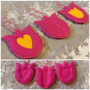 Húsvéti tojásfadísz - pink tulipánok - otthon & életmód - dekoráció - fali és függő dekoráció - függődísz - Meska.hu