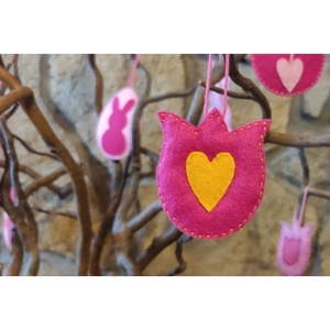 Húsvéti tojásfadísz - pink tulipánok - otthon & életmód - dekoráció - fali és függő dekoráció - függődísz - Meska.hu