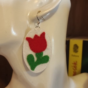 Kalocsai tulipán ihlette fülbevaló  - ékszer - fülbevaló - lógó fülbevaló - Meska.hu