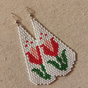 Kalocsai tulipán fülbevaló  - Meska.hu