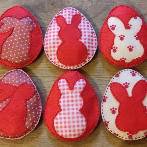 Húsvéti nyuszi tojásfadísz - mintás nyuszik, Otthon & Életmód, Dekoráció, Fali és függő dekoráció, Függődísz, Varrás, MESKA