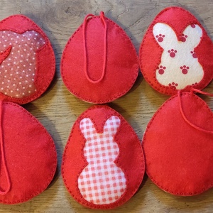 Húsvéti nyuszi tojásfadísz - mintás nyuszik - otthon & életmód - dekoráció - fali és függő dekoráció - függődísz - Meska.hu