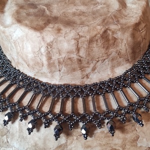 Hematit gyöngygallér - ékszer - nyaklánc - nyakpánt, gallér - Meska.hu