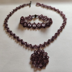 Ametiszt csillogás ékszerszett (104), Ékszer, Ékszerszett, Gyöngyfűzés, gyöngyhímzés, MESKA