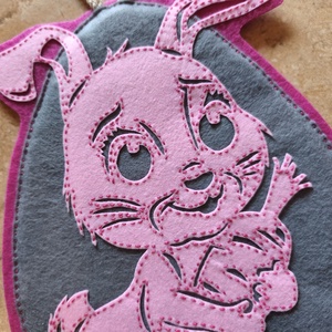 Húsvéti nyuszi filigrán ajtódísz - szürke-rózsaszín , Otthon & Életmód, Dekoráció, Ajtó- és ablak dekoráció, Ajtótábla, Varrás, MESKA