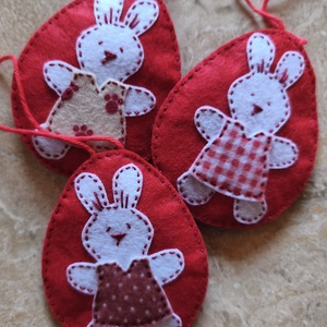 Húsvéti nyuszi tojásfadísz - tappancs nyuszik, Otthon & Életmód, Dekoráció, Fali és függő dekoráció, Függődísz, Varrás, MESKA