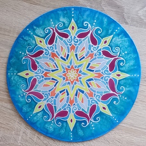 Türkiz álom - selyemkép mandala, Otthon & Életmód, Dekoráció, Spiritualitás, Mandala, Selyemfestés, MESKA