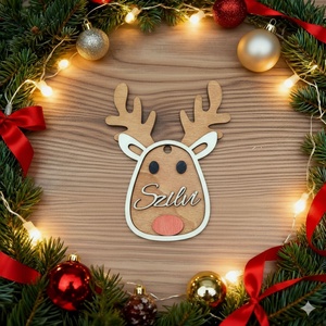 Karácsonyfadísz, rénszarvas névre szóló - Meska.hu