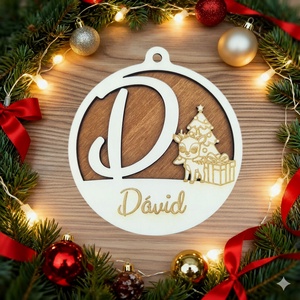 Karácsonyfadísz kezdőbetűvel és névvel, rénszarvas, Karácsony, Karácsonyi lakásdekoráció, Karácsonyfadíszek, Famegmunkálás, MESKA
