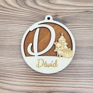 Karácsonyfadísz kezdőbetűvel és névvel, rénszarvas - karácsony - karácsonyi lakásdekoráció - karácsonyfadíszek - Meska.hu