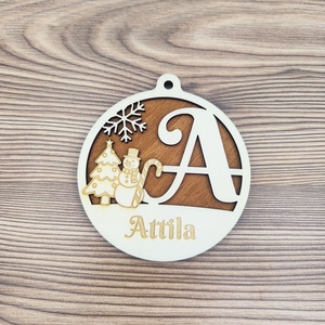 Karácsonyfadísz kezdőbetűvel és névvel, hóember - karácsony - karácsonyi lakásdekoráció - karácsonyfadíszek - Meska.hu