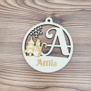 Karácsonyfadísz kezdőbetűvel és névvel, hóember - karácsony - karácsonyi lakásdekoráció - karácsonyfadíszek - Meska.hu