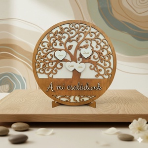 Családfa, életfa egyedi nevekkel � asztali dísz, falidísz, Otthon & Életmód, Dekoráció, Fali és függő dekoráció, Falra akasztható dekor, Famegmunkálás, Festett tárgyak, MESKA