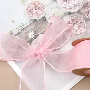 Szegett szélű organza 4 cm - rózsaszín, Kellékek & szerszámok, Rövidáru, Szalag, pánt, Textilszalag, Mindenmás, MESKA