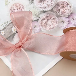Szegett szélű organza 4 cm - korall - Meska.hu