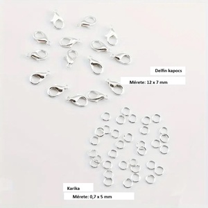 Delfin kapocs 12 x 7 mm + karika 0,7 x 5 mm - ezüst, Kellékek & szerszámok, Ékszerkellék, Delfinkapocs, Ékszerkészítés, MESKA