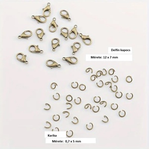 Delfin kapocs 12 x 7 mm + karika 0,7 x 5 mm - bronz, Kellékek & szerszámok, Ékszerkellék, Delfinkapocs, Ékszerkészítés, MESKA