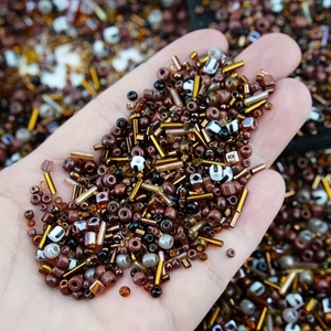 Üveggyöngy csomag 1-4 mm vegyes forma, méret - barna, Kellékek & szerszámok, Gyöngyfűzés kellékek, Műanyag gyöngy, Ékszerkészítés, MESKA
