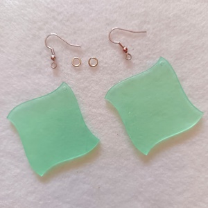 Hullámos kocka fülbevaló alap szett - 3,9 x 3,9 cm, Kellékek & szerszámok, Ékszerkellék, Fülbevaló alap, Ékszerkészítés, MESKA