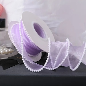 Gyöngyös szélű organza szalag - világos lila - 4 mm, , Mindenmás, MESKA