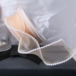 Gyöngyös szélű organza szalag - barack - 4 mm, , Mindenmás, MESKA